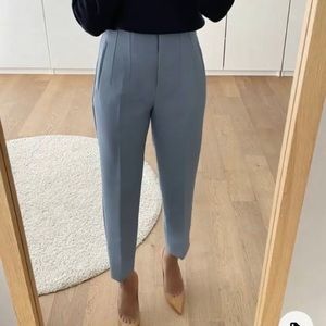 Zara bloggers fav dusty blue high waisted pant